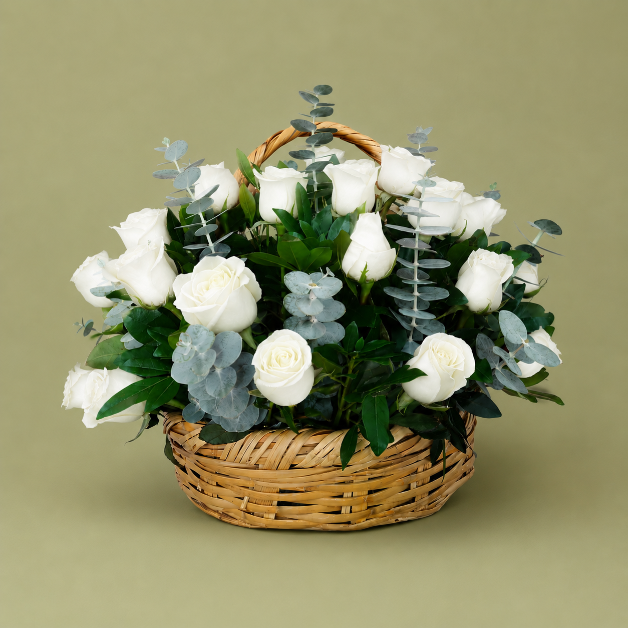 White Roses Basket